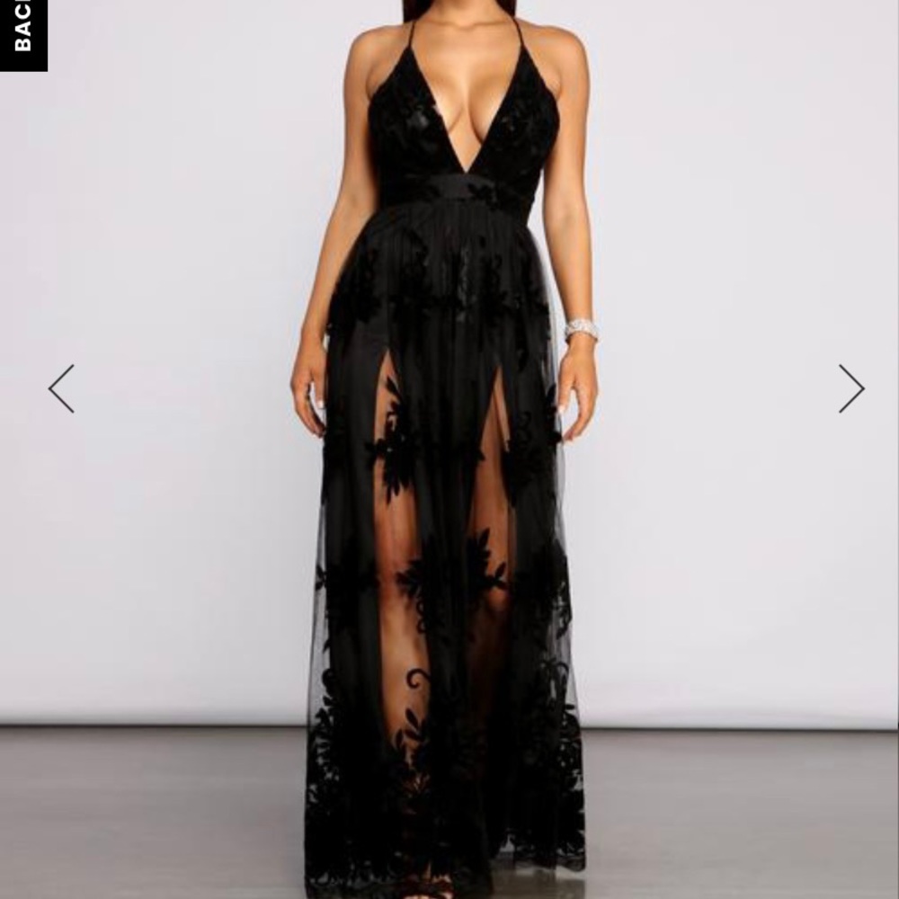 Morgan Formal Flocked Velvet Dress